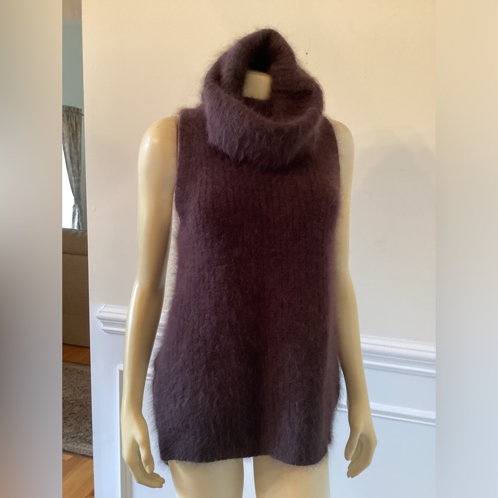 Angora Sleeveless Brown Sweater pinko Tag Turtle Neck